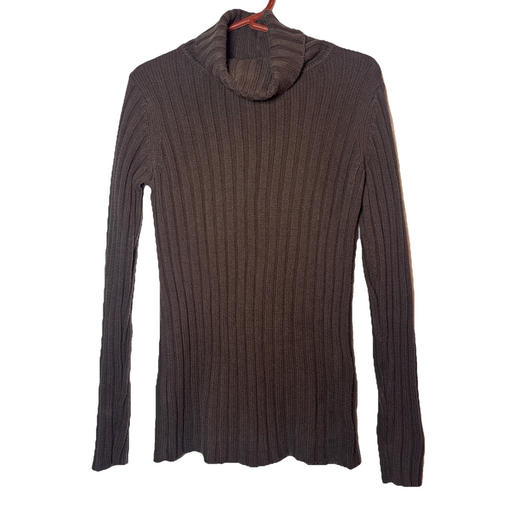 Vintage Sonoma Life + Style Womens M Ribbed‎ Knit Turtleneck Sweater Brown Y2K